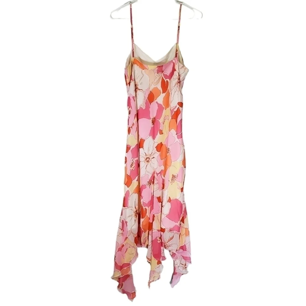 1204 * Alyn Paige New York Floral Hankerchielf Hem Dress Pink Size 13/14 - Picture 2 of 7